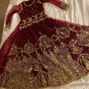 Pakistani wedding gown red gold